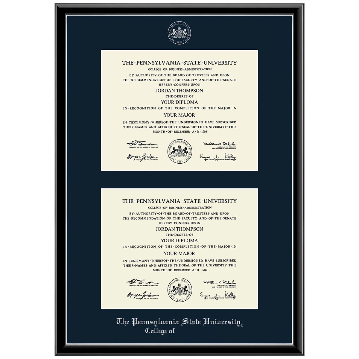 #102 College of… double diploma frame Onexa Silver (Black)